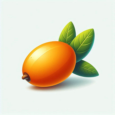 Illustration of a fresh loquat with leaves on a white backgroundのイラスト素材