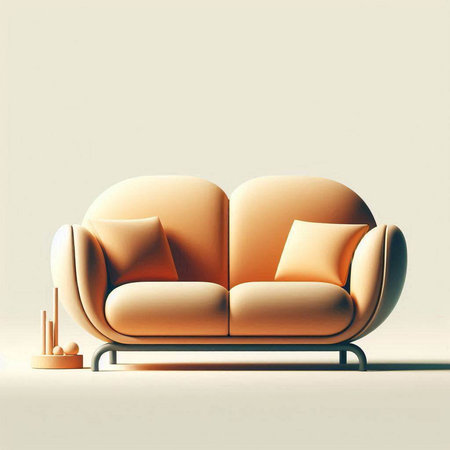 Sofa on a white background. Minimalistic interior. 3d renderのイラスト素材