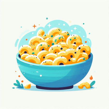 Vector illustration of a bowl of macaroni and cheese with sprinklesのイラスト素材