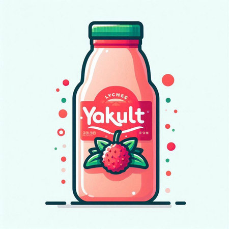Strawberry smoothie in a glass bottle. Vector illustration.のイラスト素材