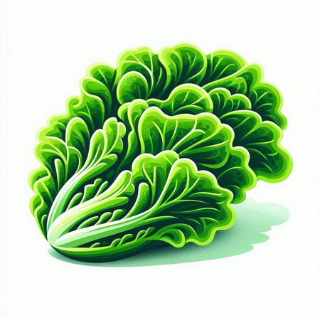 Illustration of a fresh green lettuce isolated on a white background.のイラスト素材