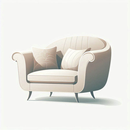 Comfortable armchair with pillows on white background. Vector illustration.のイラスト素材