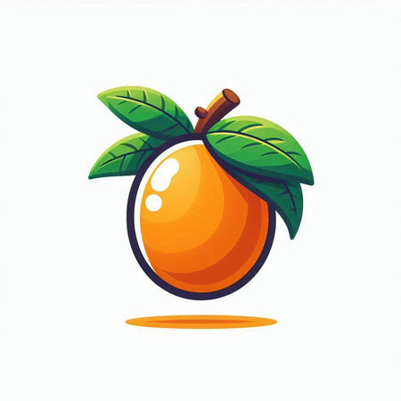 Vector illustration of fresh mango fruit with leaves isolated on white background.のイラスト素材