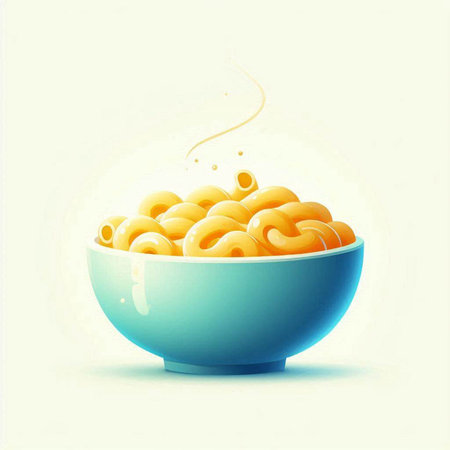 Macaroni in a bowl on a white background. Vector illustration.のイラスト素材
