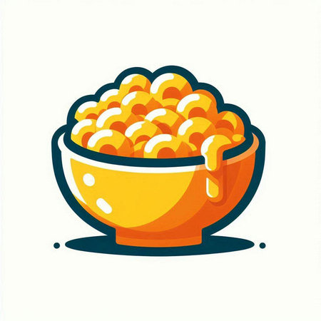 Illustration of a bowl of popcorn on a white background. Vector illustrationのイラスト素材