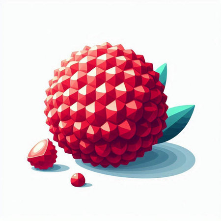 Illustration of a red and orange lychee on a white backgroundのイラスト素材