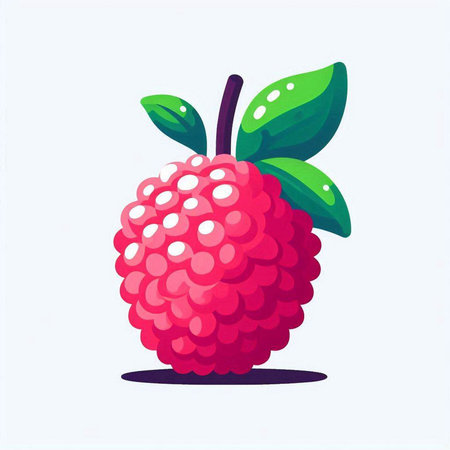 Raspberry fruit. Vector illustration of a ripe raspberry with leaves.のイラスト素材