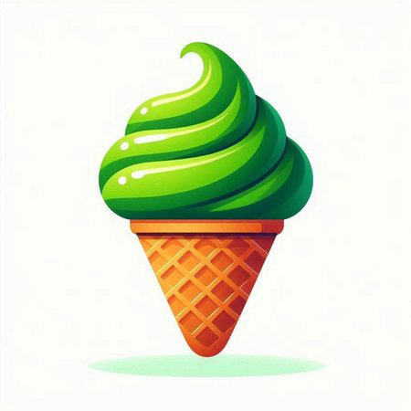 Ice cream in a waffle cone on a white background. Vector illustrationのイラスト素材