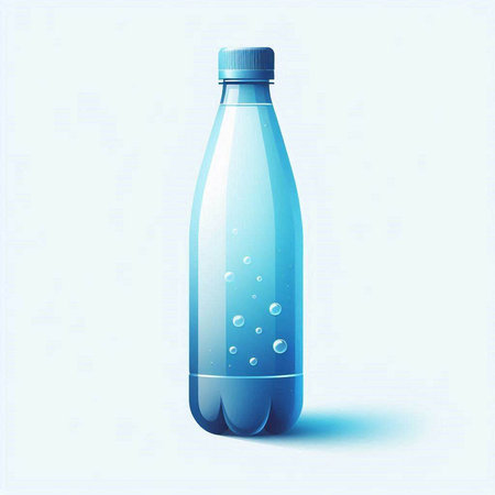 Plastic bottle with water on a blue background. Vector illustration.のイラスト素材