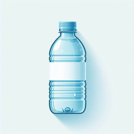 Plastic bottle of water on a light blue background. Vector illustrationのイラスト素材