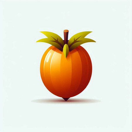 Illustration of a ripe persimmon on a light blue backgroundのイラスト素材