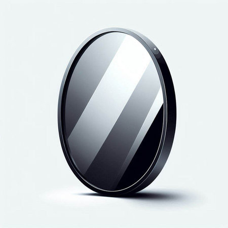 Black glossy round mirror isolated on white background. 3D illustration.のイラスト素材