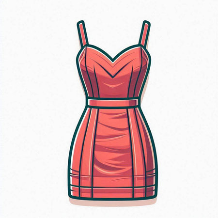 Vector illustration of a red dress on a white background. Women's clothing.のイラスト素材