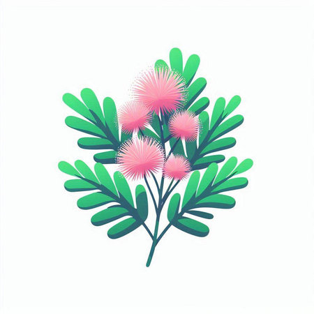branch with pink flowers on a white background. Vector illustration.のイラスト素材