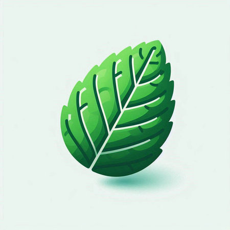 Mint leaf icon. Vector illustration of a green mint leaf.のイラスト素材