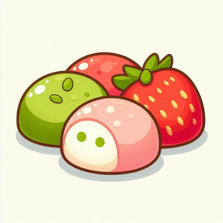 Strawberry and mozzarella in a cartoon style. Vector illustration.のイラスト素材