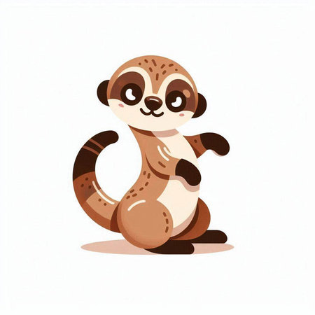 Cute baby meerkat isolated on white background. Vector illustration.のイラスト素材