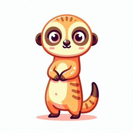 Cute cartoon meerkat. Vector illustration on white background.のイラスト素材