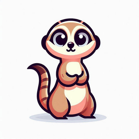 Cute cartoon meerkat on white background. Vector illustration.のイラスト素材