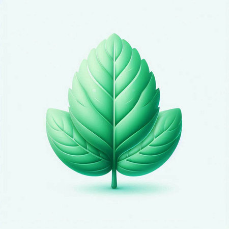 Green leaf with shadow on white background. Vector illustration. Eps 10.のイラスト素材