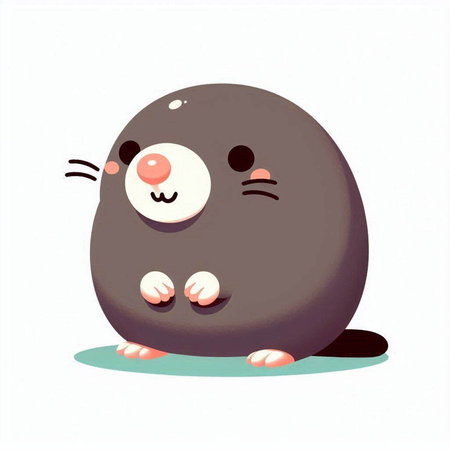 Cute cartoon mole isolated on a white background. Vector illustration.のイラスト素材