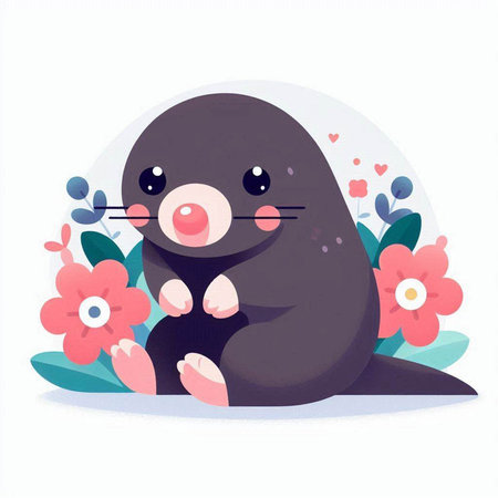 Cute seal with flowers. Vector illustration in a flat style.のイラスト素材