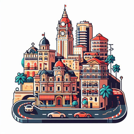 Santo Domingo, Dominican Republic. Cityscape with famous buildings. Vector illustrationのイラスト素材