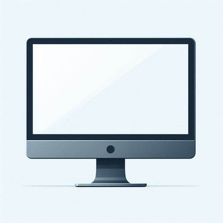Computer monitor with blank screen on a blue background. Vector illustration.のイラスト素材