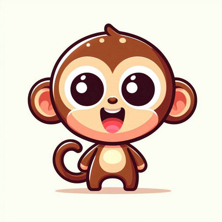 Cute cartoon monkey. Vector illustration isolated on a white background.のイラスト素材