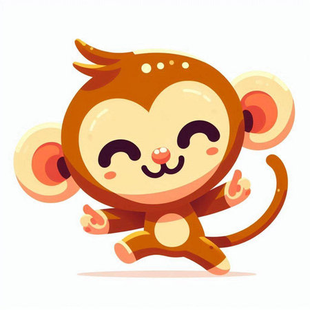 Cute cartoon monkey. Vector illustration isolated on a white background.のイラスト素材