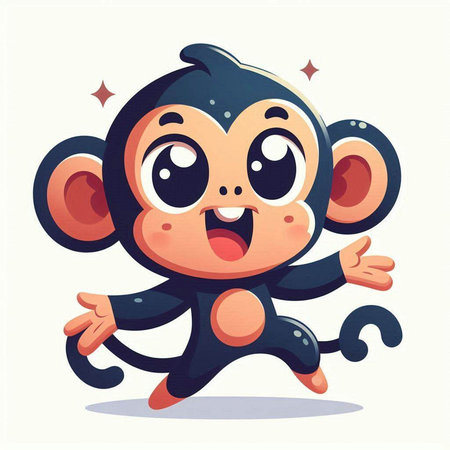 Cute cartoon monkey. Vector illustration isolated on a white background.のイラスト素材