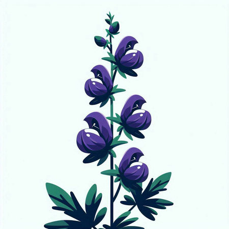 Illustration of a blue lupine flower on a white backgroundのイラスト素材