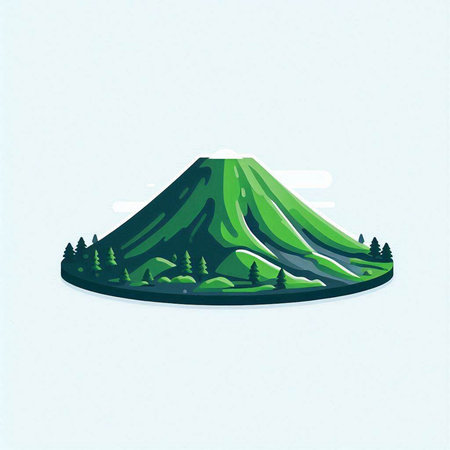 Mountains in the jungle. Landscape of the forest. Vector illustration.のイラスト素材