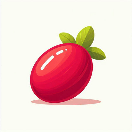 Ripe red cranberry isolated on white background. Vector illustration.のイラスト素材