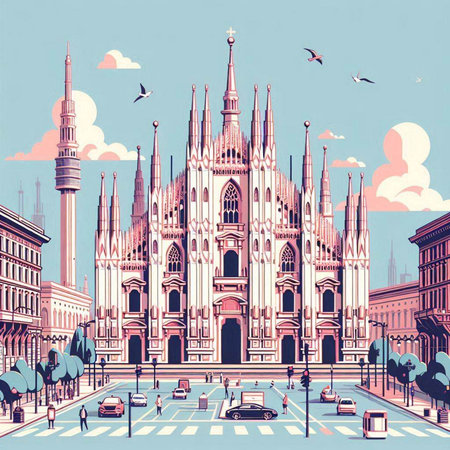 Barcelona Cathedral, Spainのイラスト素材