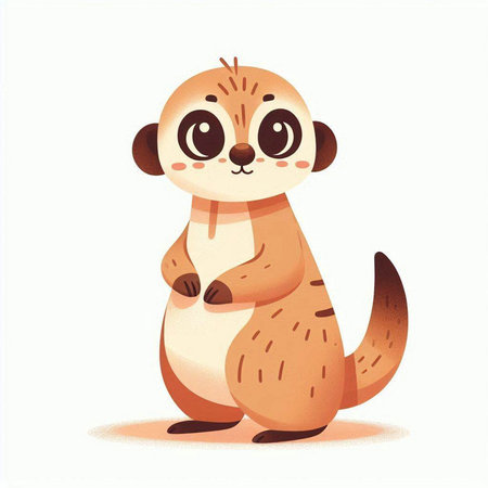 Cute little meerkat isolated on white background. Vector illustration.のイラスト素材