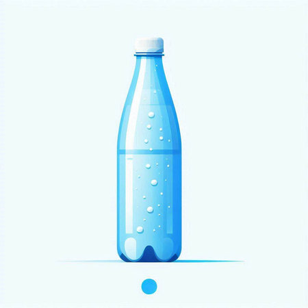 Plastic bottle with water drops on blue background. Vector illustration.のイラスト素材