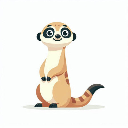 Cute cartoon meerkat isolated on white background. Vector illustration.のイラスト素材