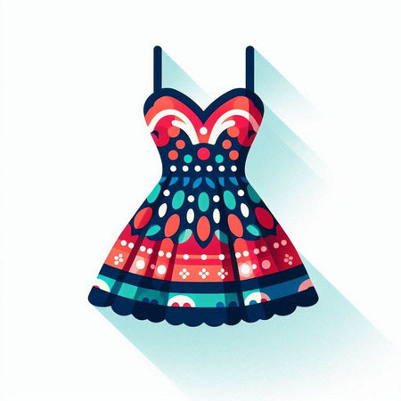 Illustration of a dress with a pattern on a white background.のイラスト素材