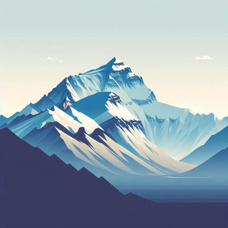 Mountain landscape. Snow-capped peaks. Vector illustration.のイラスト素材