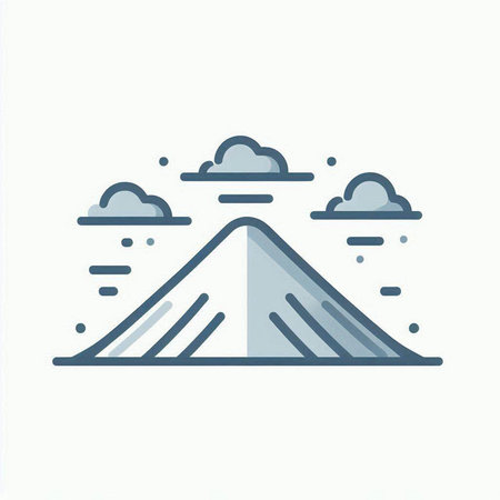 Mountains and clouds line icon, vector graphics, a linear pattern on a white background, eps 10.のイラスト素材