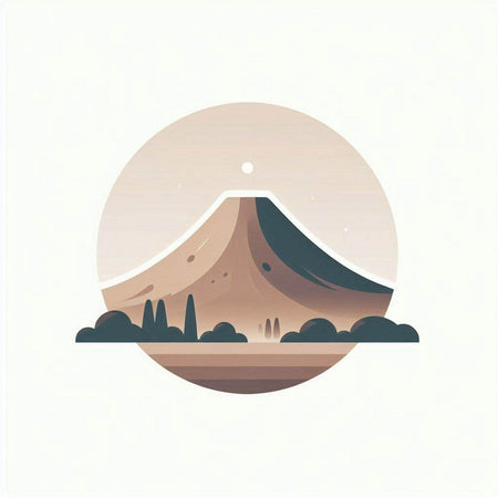 Illustration of a mountain in the form of a circle. Vector illustrationのイラスト素材