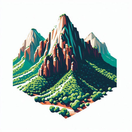 Mountains in the form of a polygonal landscape on a white backgroundのイラスト素材
