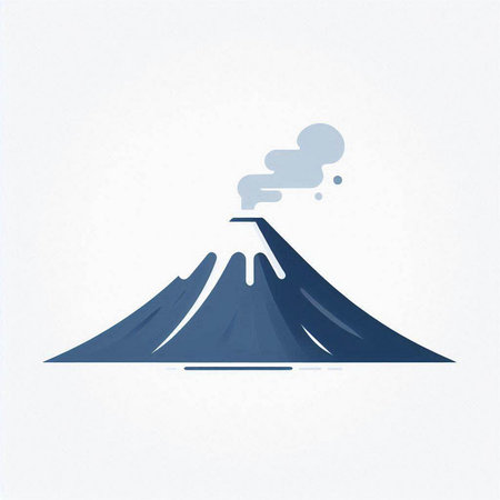 Illustration of the volcano with smoke, isolated on a white backgroundのイラスト素材
