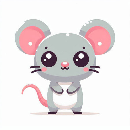 Cute cartoon mouse character. Vector illustration isolated on white background.のイラスト素材