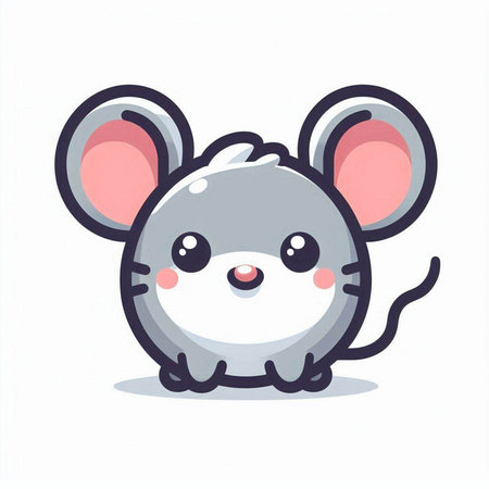 Cute mouse cartoon character. Vector flat illustration. Isolated on white background.のイラスト素材