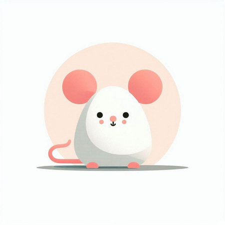 Cute white mouse isolated on a white background. Vector illustration.のイラスト素材