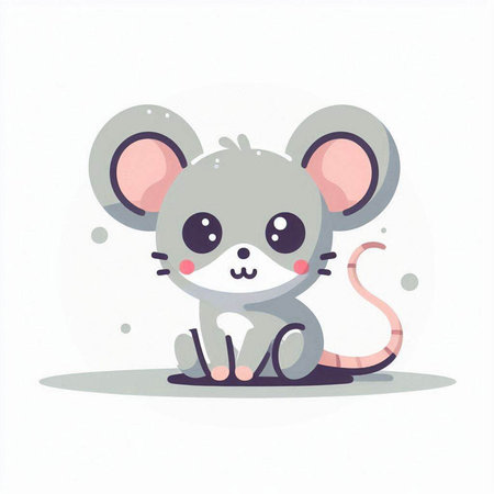 Cute cartoon mouse character on white background. Vector flat illustration.のイラスト素材