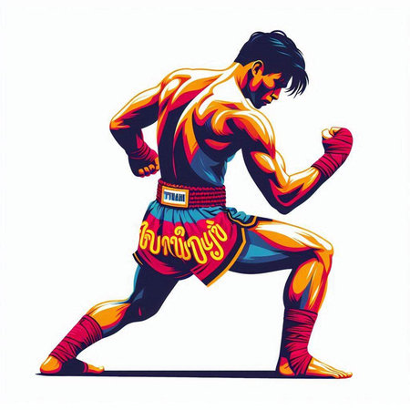 MMA fighter illustration on white background, vector eps 10.のイラスト素材