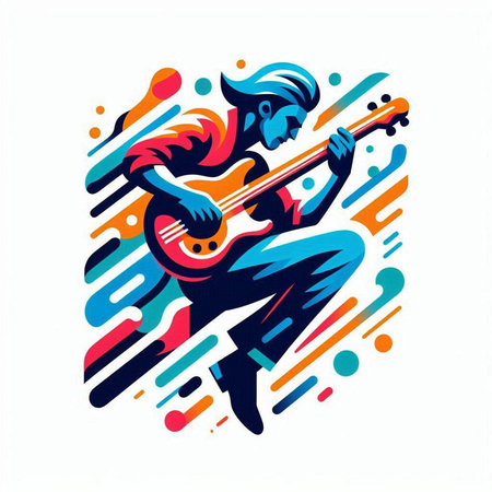 Guitar player. Vector illustration of a man playing guitar.のイラスト素材
